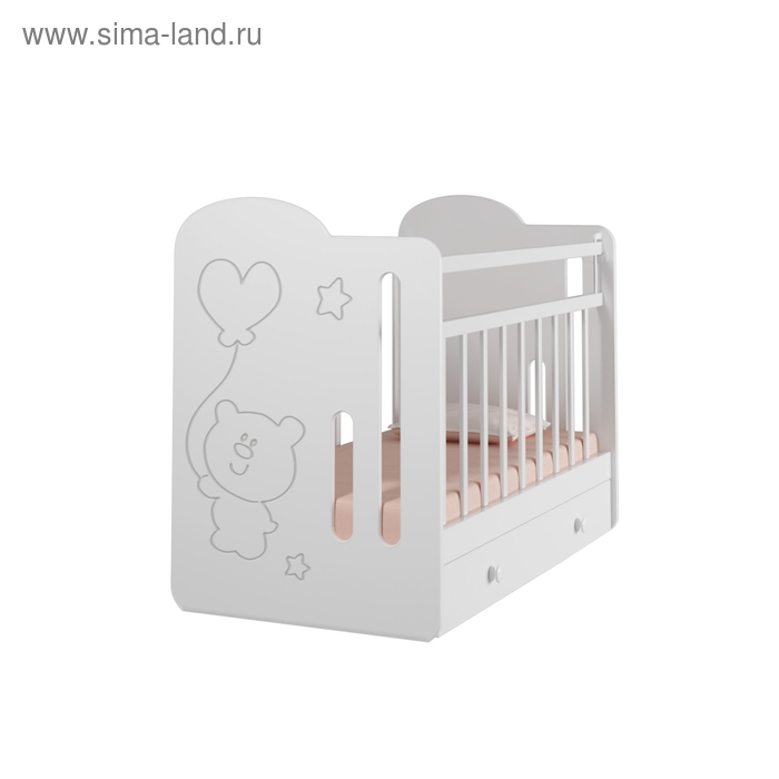 кровать детская mon amur маятник с ящиком белый 1200х600 Кровать детская Sweet Bear маятник с ящиком (белый) ( 1200х600)