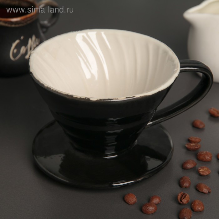 

Воронка -дриппер V60 для заваривания кофе «Пуровер», керамика, 10×8 см