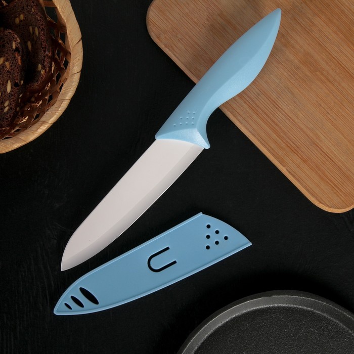 Нож керамический «Острота», лезвие 16 см, цвет голубой