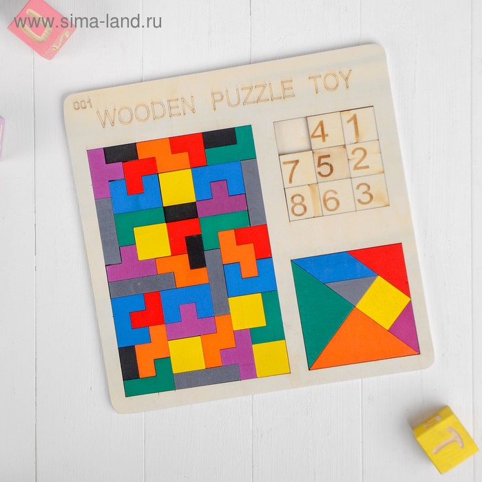 

Головоломка 3 в1 «Зигзаг + танграм + пятнашки» 0,6×30×30 см