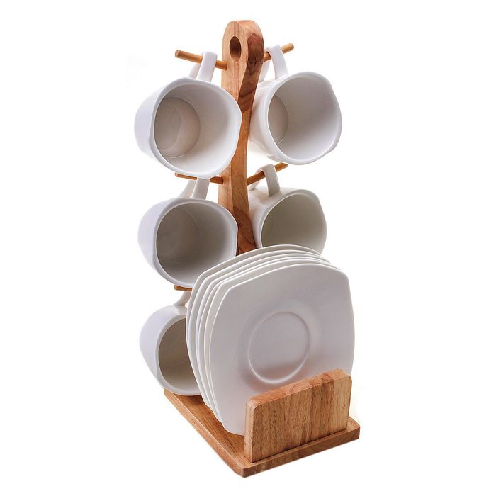 Чайный набор «Эстет. Арт нуво» декорированный деревом, 12 предметов, чашки 200 мл