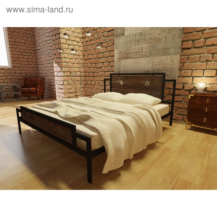 Кровать «Инесса plus», 1400х2000, лофт, цвет каркаса чёрный 37009