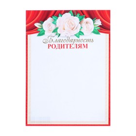 

Благодарность "Родителям" фольга, конгрев, цветы, красная рамка
