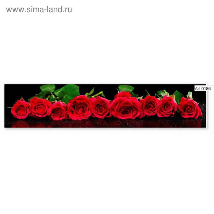 Фартук кухонный МДФ PANDA Красные розы , 0186