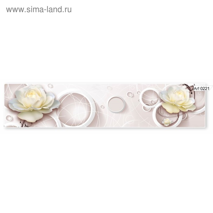цена Фартук кухонный МДФ PANDA Белые цветы, 0221