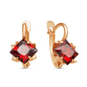 

Серьги "Ромб", розовое золочение, цвет красный