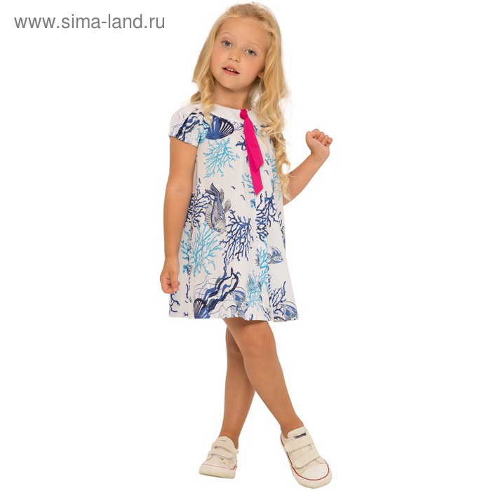 Платье для девочек, рост 104 см, цвет бело-голубой