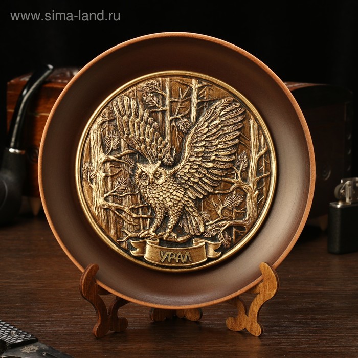 Тарелка сувенирная Сова, керамика, гипс, d=16 см