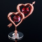 Сувенир с кристаллами Swarovski "Двойное сердце со стрелой" 6,6х6,6 см - Фото 1