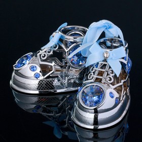 УЦЕНКА Сувенир с кристаллами "Детские ботиночки" хром 7,7х6 см от Сима-ленд