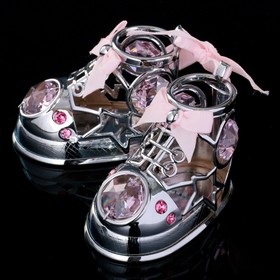 УЦЕНКА Сувенир с кристаллами "Пара ботиночек" хром 7,7х6 см от Сима-ленд