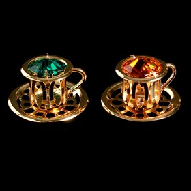 

УЦЕНКА Сувенир с кристаллами "Чайная пара с чайником" 12,2х4,5 см