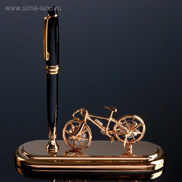фото Ручка на подставке "велосипед" с кристаллами swarovski 16,2х16,2 см crystocraft