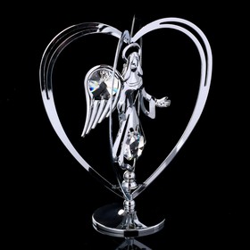 

Сувенир с кристаллами Swarovski "Ангел-хранитель" хром 10,2х7,8 см