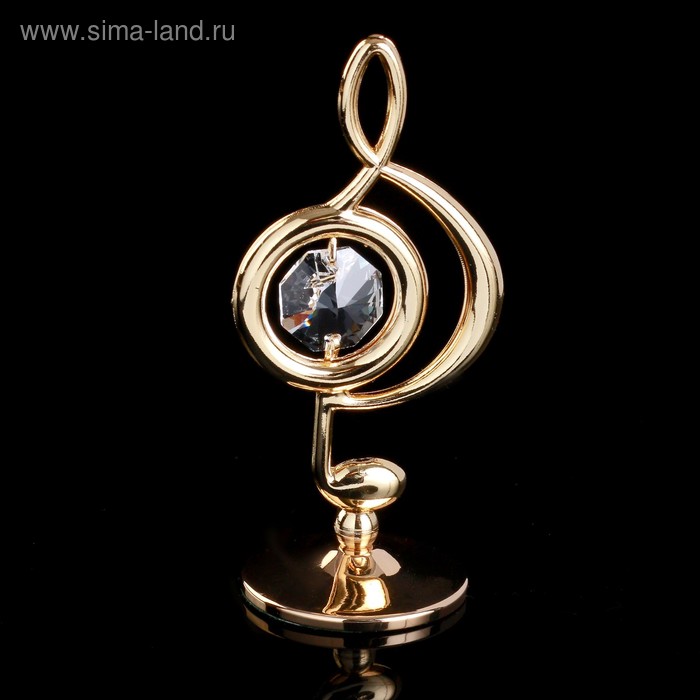 фото Сувенир с кристаллами swarovski "скрипичный ключ" золото 7,6х3,7 см crystocraft