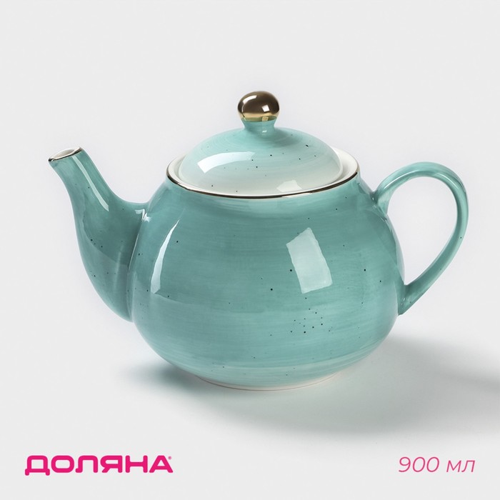 Чайник фарфоровый заварочный Доляна «Млечный путь», 900 мл, цвет бирюзовый млечный путь 900 мл 20×13 5×14 см цвет бирюзовый