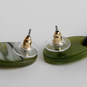 

Серьги пластик "Альфа-Омега" вытянутые диски, цвет чёрно-зелёный