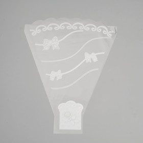 Пакет цветочный рюмка 'Бант', белый, 30 х 40 см Ош