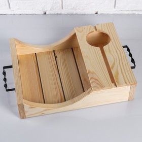 

Поднос для вина под одну бутылку, ручки металлические, масло, МАССИВ, 30×40 см