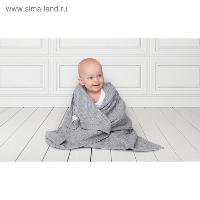 фото Плед вязаный pure love, размер 75 х 105 см, серый amarobaby