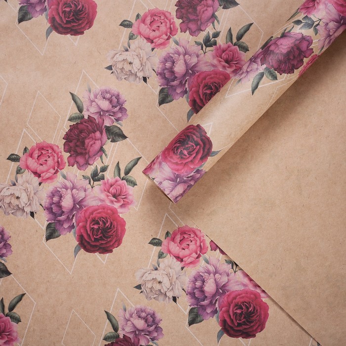 Бумага упаковочная крафтовая «Цветочные сны», 70 × 100 см