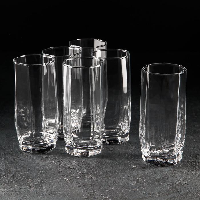 Набор высоких стеклянных стаканов Hisar, 330 мл, 6 шт набор стеклянных стаканов высоких magistro иллюзия 475 мл 8×15 см 6 шт цвет золотой