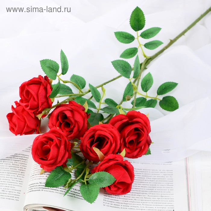 Цветы искусственные Роза Септима 5х65 см, красный цветы искусственные роза септима 5х65 см розовый