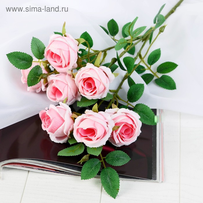 Цветы искусственные Роза Септима 5х65 см, розовый цветы искусственные роза пионовидная галант 7х61 см розовый