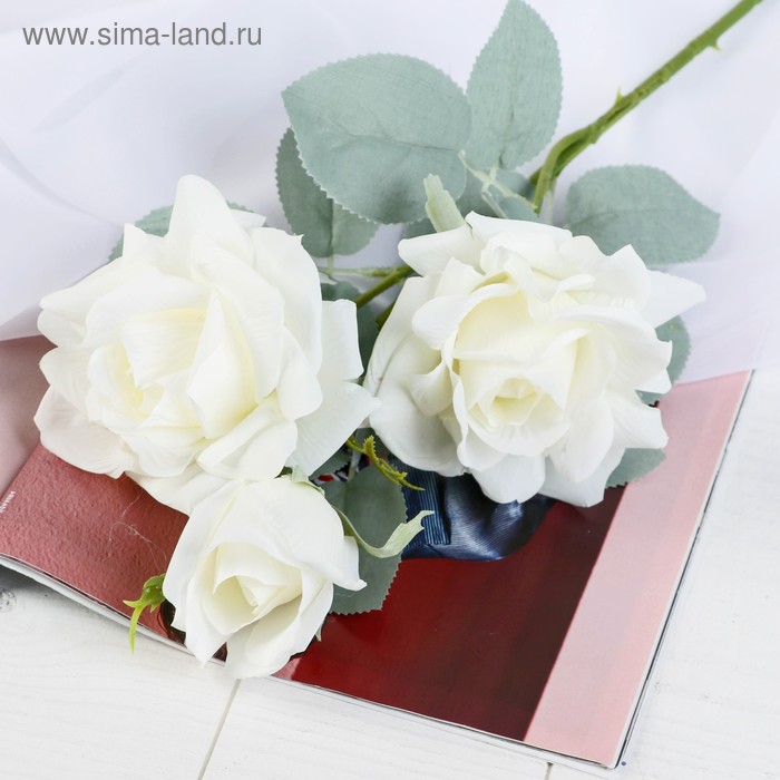 Цветы искусственные Роза Терция 12х60 см, белый цветы искусственные роза розовая 40 см