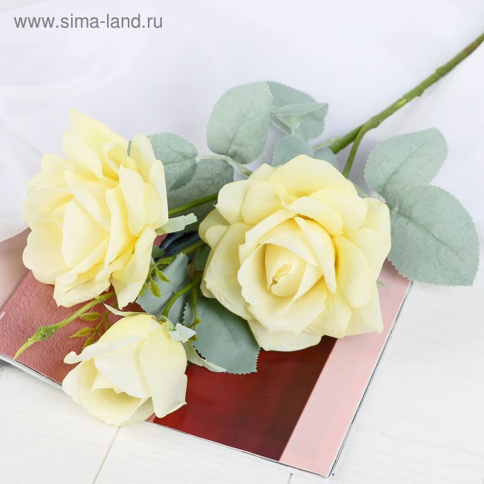Цветы искусственные Роза Терция 12х60 см, жёлтый