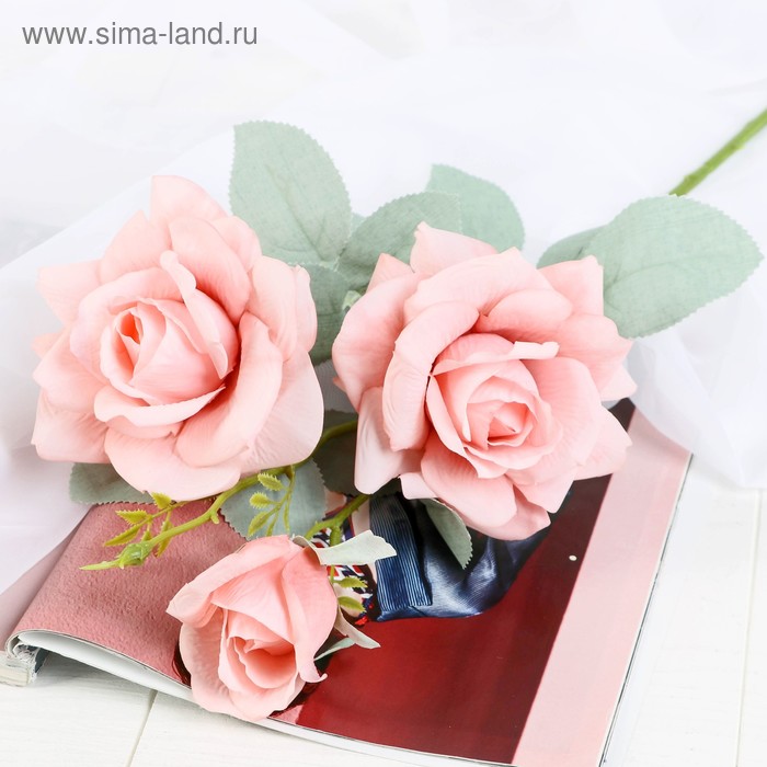 Цветы искусственные Роза Терция 12х60 см, розовый цветы искусственные роза розовая 40 см