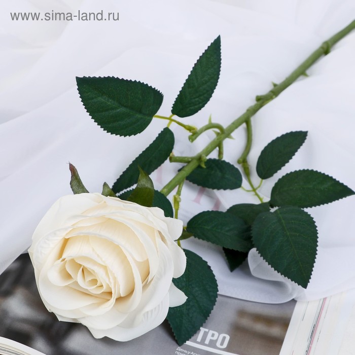 цена Цветок искусственный Роза Летисия 7х64 см, белый
