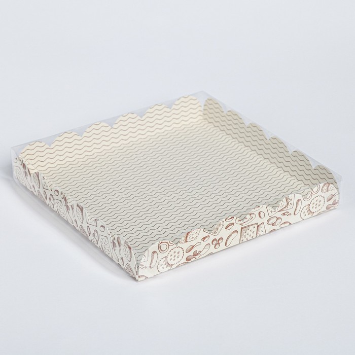 Коробка для кондитерских изделий с PVC-крышкой Bon appetit, 21 × 21 × 3 см
