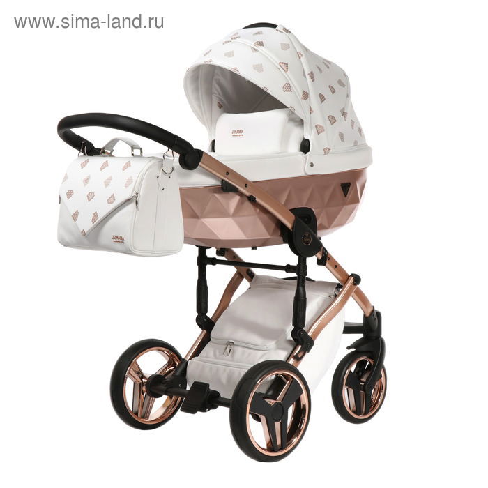 Коляска 2 в 1 Junama Glow JGL-01, белая кожа