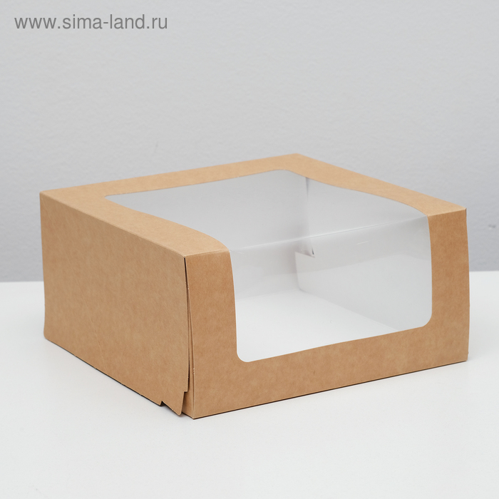 

Кондитерская упаковка с окном "Мусс", крафт, 23,5 х 23,5 х 11,5 см