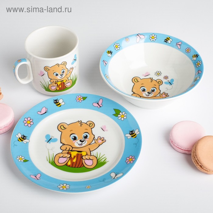 фото Наборы посуды «медвежата»: тарелка ø 17 см, миска 360 мл, кружка 200 мл дорого внимание