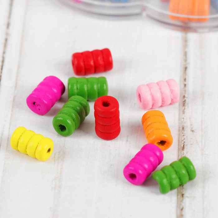 Шнуровка длинные бусинки в пластиковой коробочке, МИКС