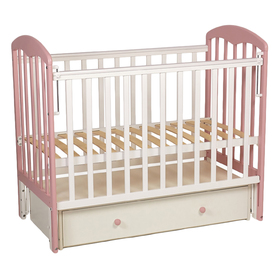 

Кроватка детская Polini kids Simple 328, цвет белый-розовый