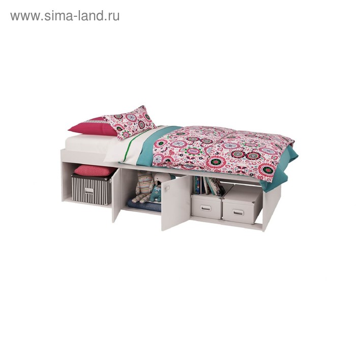 фото Кровать детская polini kids simple 3000 н с нишами, цвет белый