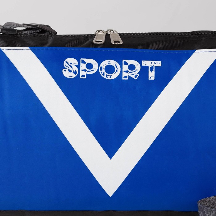 фото Сумка спортивная, отдел на молнии, боковая сетка, длинный ремень, цвет ярко-синий