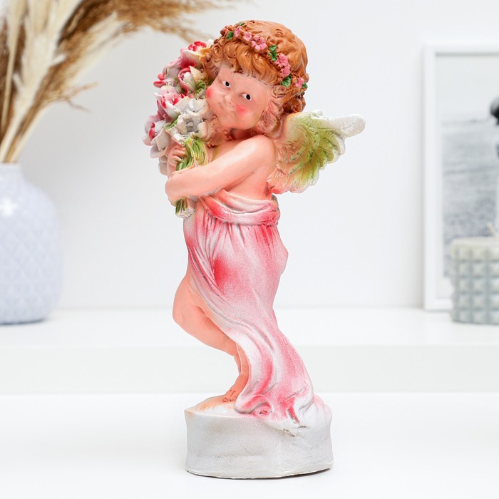Фигура Девочка ангелочек с цветами 12х9,5х24см