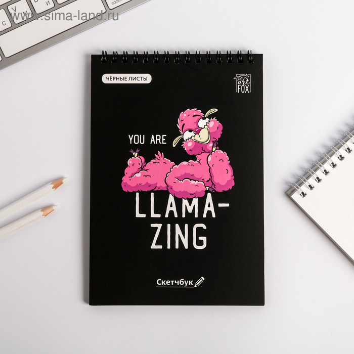 

Скетчбук с черными листами "You are llamaizing", А5 40 л