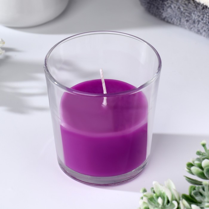 Свеча в гладком стакане ароматизированная Горная лаванда, 8,5 см свеча богатство аромата свеча в гладком стакане ароматизированная сандаловое дерево