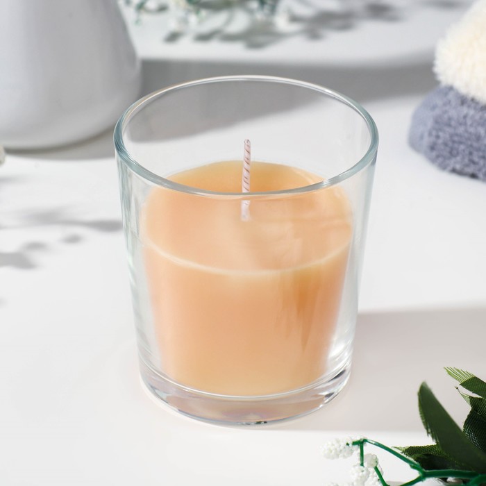 Свеча в гладком стакане ароматизированная Капучино, 8,5 см свеча в гладком стакане ароматизированная цветущий сад