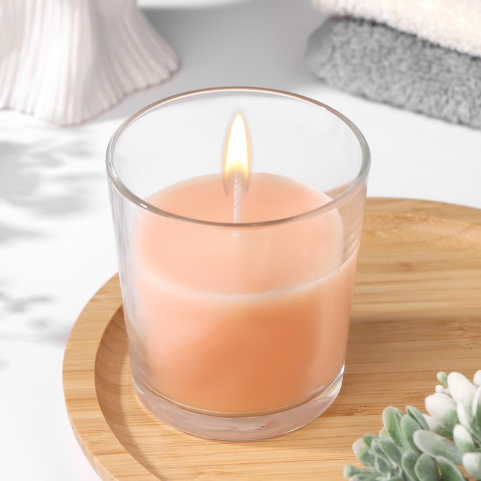 свеча в гладком стакане ароматизированная жасмин Свеча в гладком стакане ароматизированная Корица, 8,5 см
