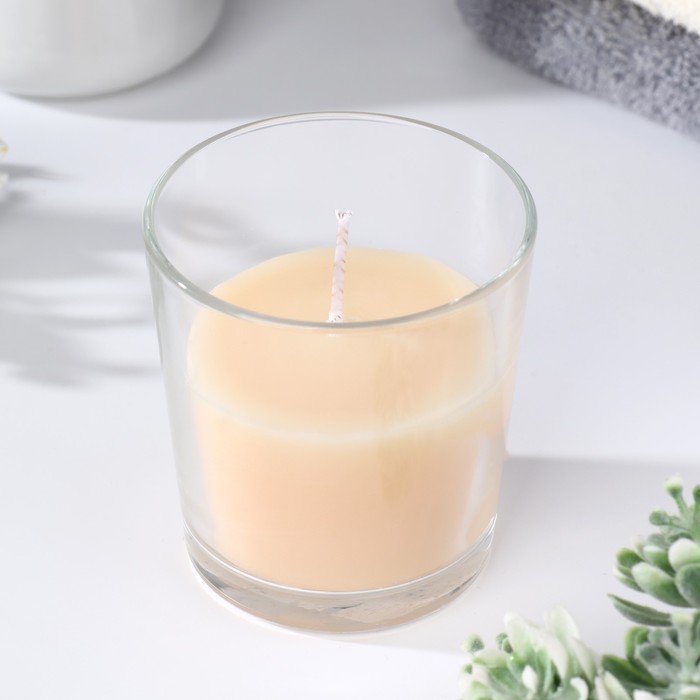 свеча в гладком стакане ароматизированная жасмин Свеча в гладком стакане ароматизированная Пряное яблоко, 8,5 см