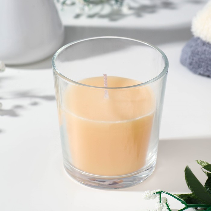 свеча в гладком стакане ароматизированная жасмин Свеча в гладком стакане ароматизированная Сандаловое дерево, 8,5 см