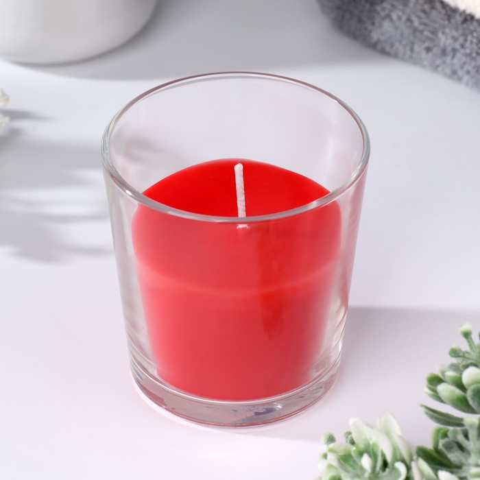 Свеча в гладком стакане ароматизированная Сладкая малина, 8,5 см свеча в гладком стакане ароматизированная жасмин