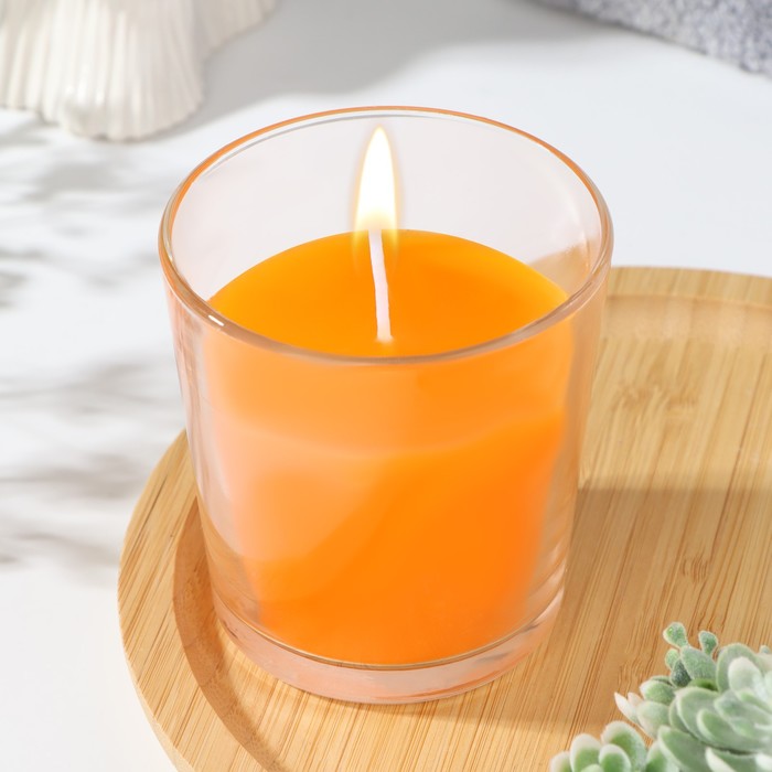 Свеча в гладком стакане ароматизированная Сочное манго, 8,5 см