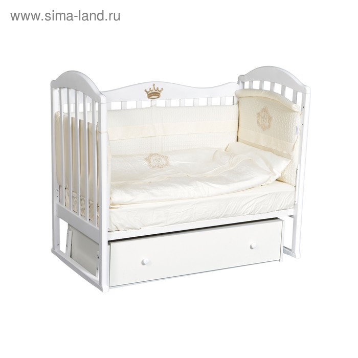 фото Детская кровать «антел» anita-9, универсальный маятник, фигурная спинка, ящик, цвет белый